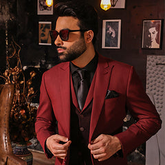 Classic Dark Maroon 3-Piece Suit – Article WST-022410