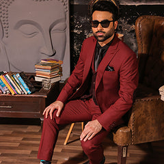 Classic Dark Maroon 3-Piece Suit – Article WST-022410