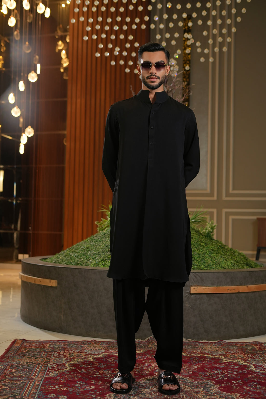 Premium High Mandarin Black - Shalwar Kameez