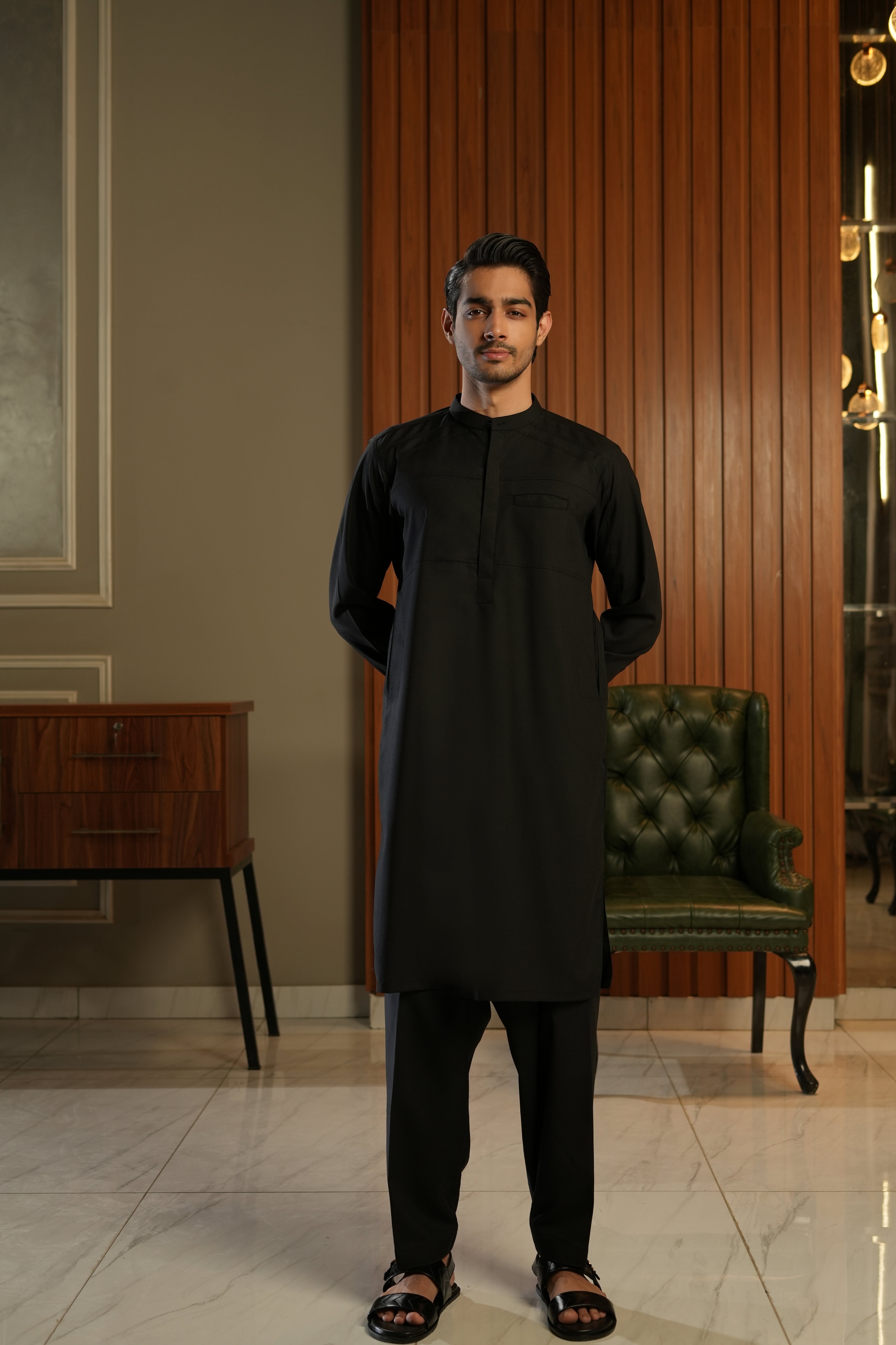 BLACK FRONT PANEL SHALWAR KAMEEZ