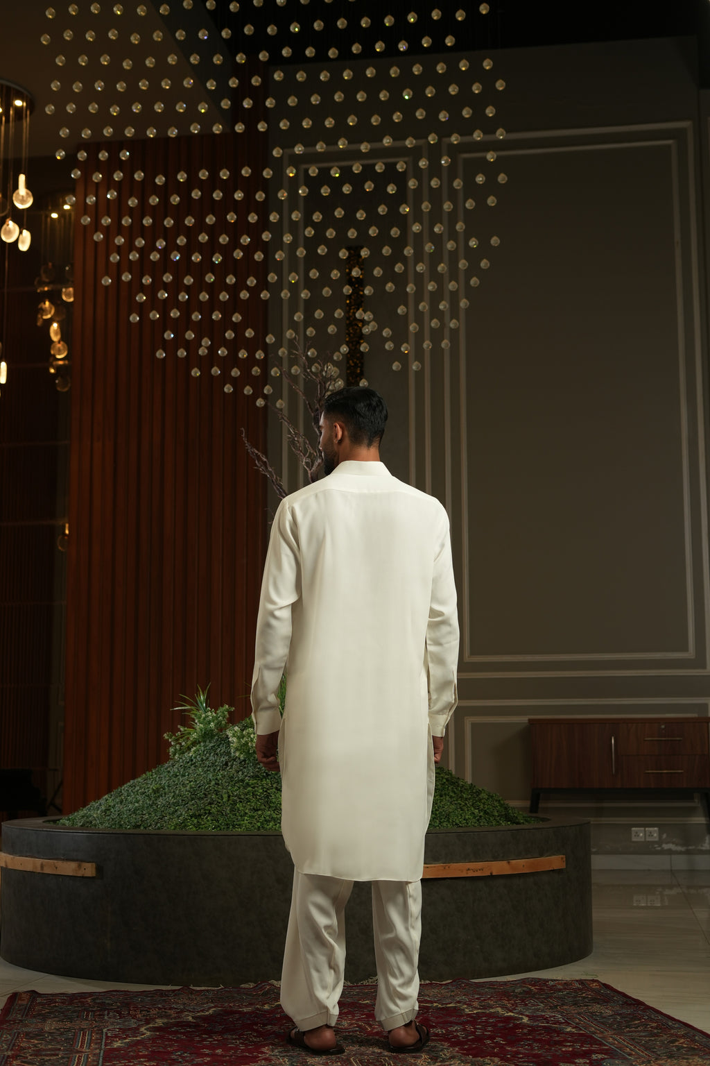 Premium High Mandarin Cream - Shalwar Kameez