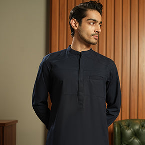 Blue Mandarin Collar Shalwar Kameez