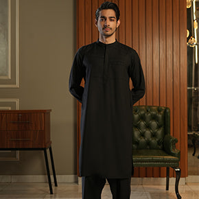 Blue Mandarin Collar Shalwar Kameez