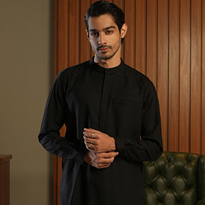 Blue Mandarin Collar Shalwar Kameez