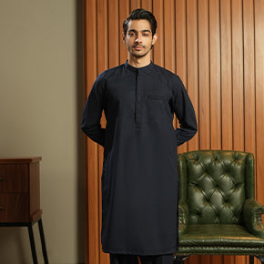 Blue Mandarin Collar Shalwar Kameez