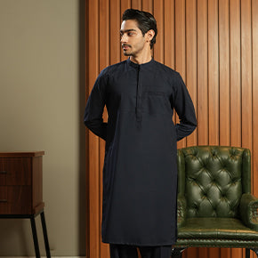 Blue Mandarin Collar Shalwar Kameez